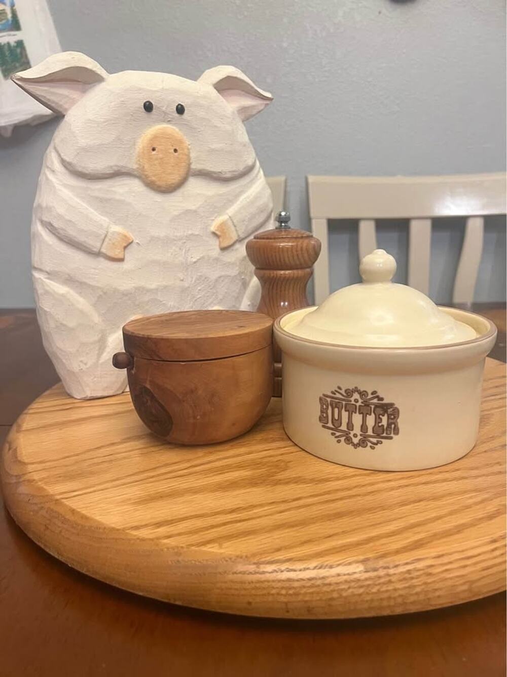 Vintage Handcarved Wooden Pig